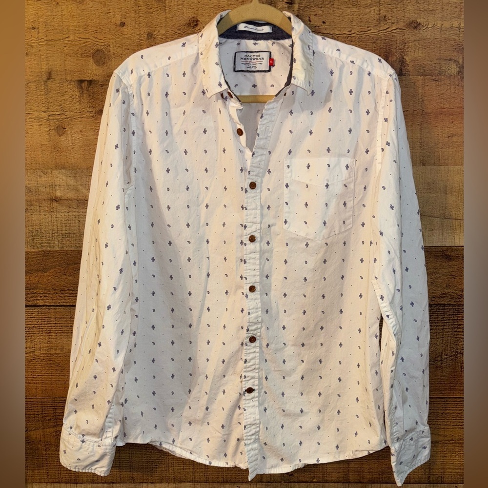 Cactus Menswear Paisley Print Button Up Dress Shirt